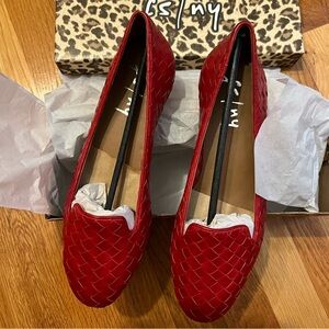 NEW French Sole Red Leather Flats